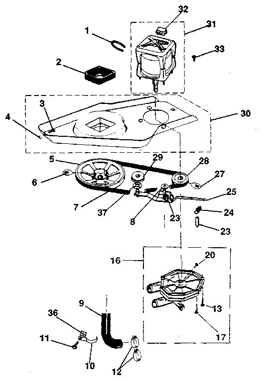 Washer drive system, pump