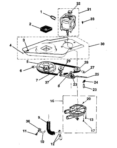 Washer drive system, pump