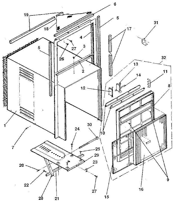 Cabinet and front panel