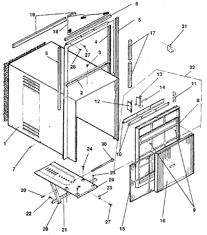 Cabinet and front panel