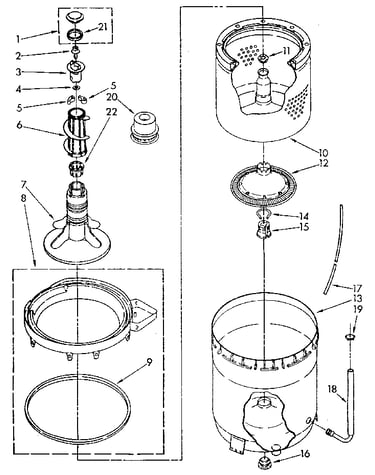 Agitator, basket and tub