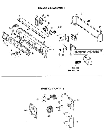 Backsplash and timer assembly