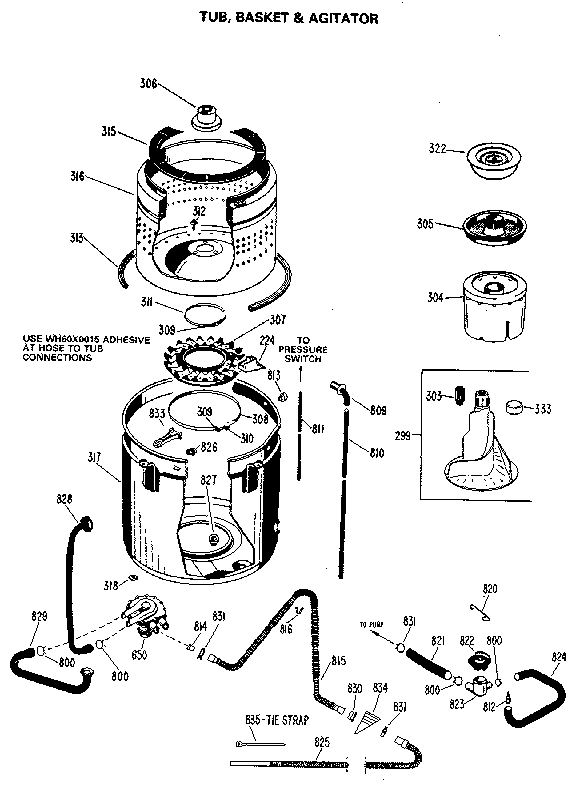 TUB/BASKET AND AGITATOR