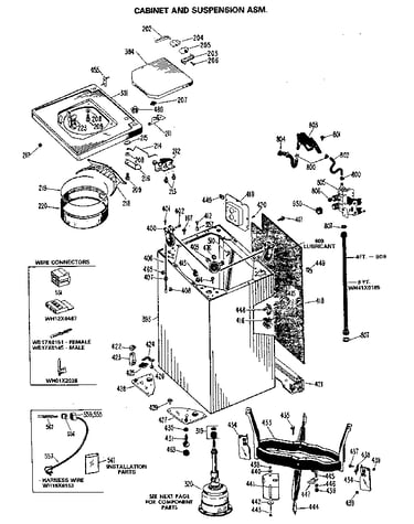 Cabinet and suspension assembly