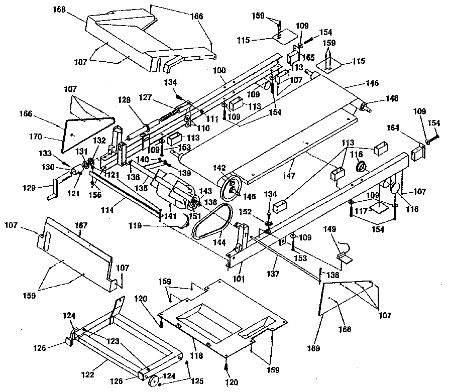 MOTOR BELT AND WALKING ASSEMBLY