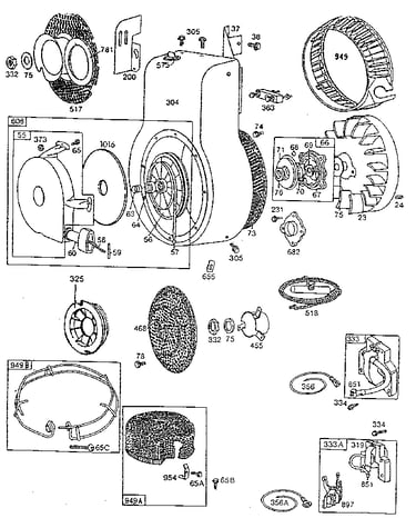 Rewind starter and flywheel assembly