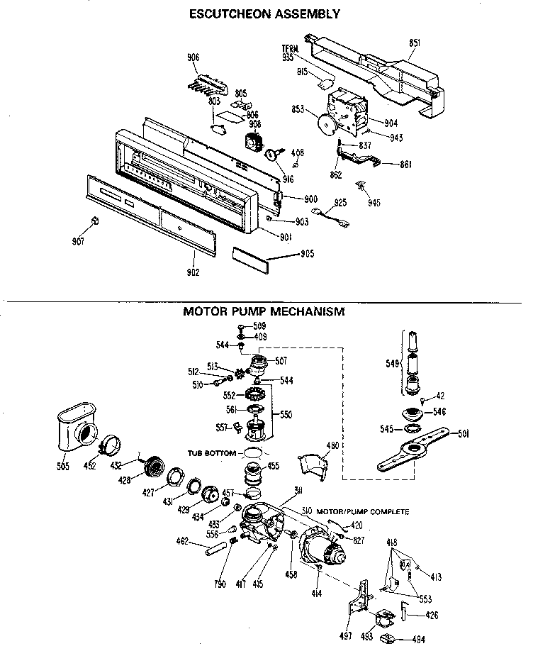 ESCUTCHEON AND MOTOR/PUMP