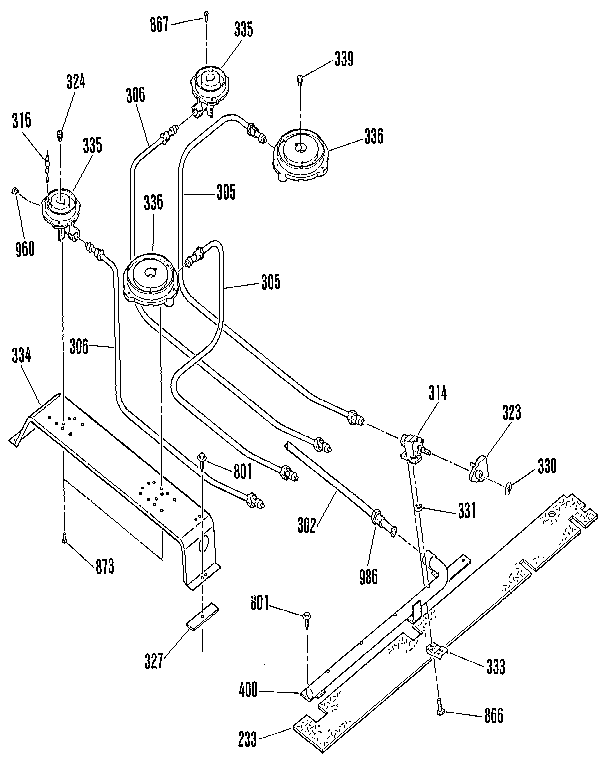 Top burner section