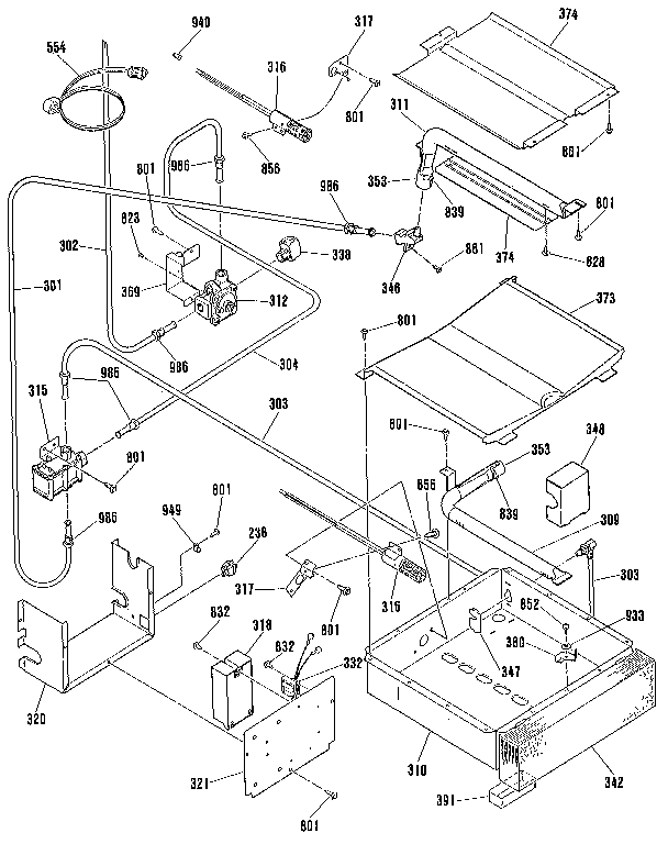 Broiler and oven burner section
