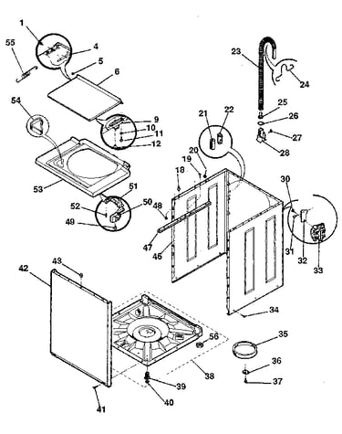 Washer-cabinet, top panel, base
