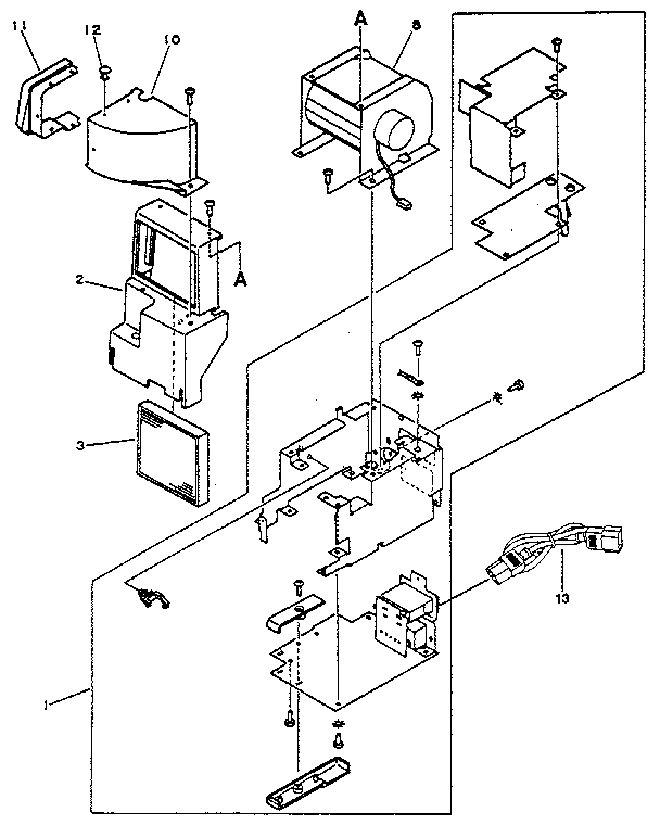Figure 8-4a. ac power module & upper cooling fan - hp 33440.