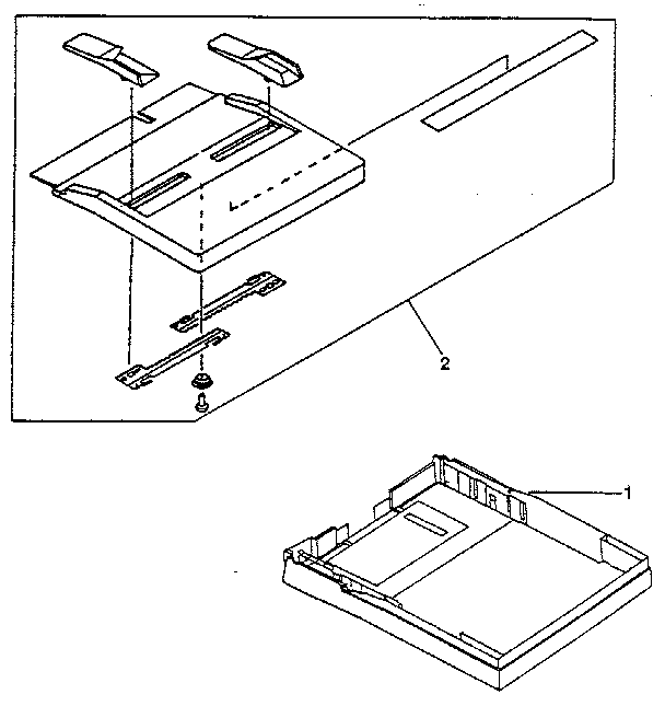 FIGURE 8-11B. PAPER TRAY ASSEMBLY AND TOP COVER - HP 33449