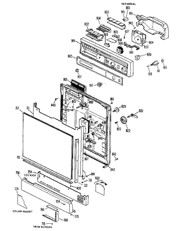 Control panel and door assembly