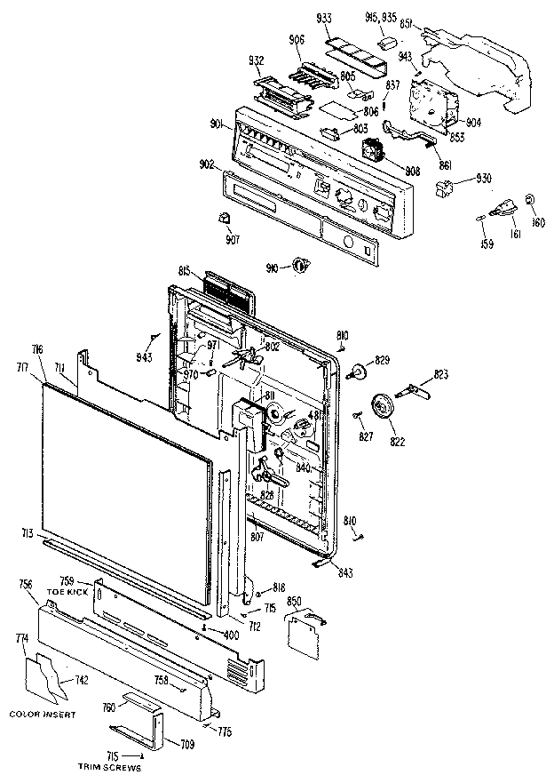 Control panel and door