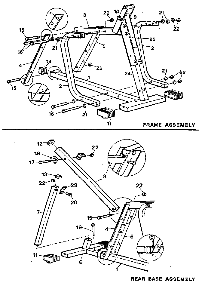 Frame and rear base assembly