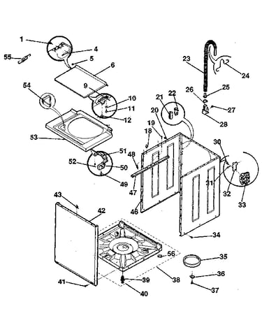 Washer-cabinet, top panel, base