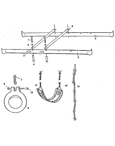 Ladder rail and swing play assembly