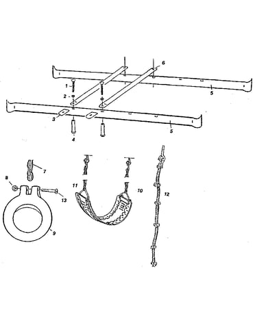 Ladder rail and swing - play assembly