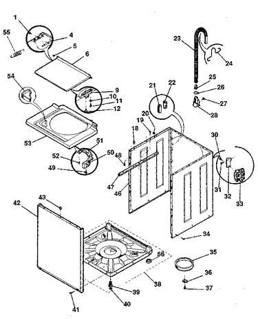 Washer-cabinet, top panel, base