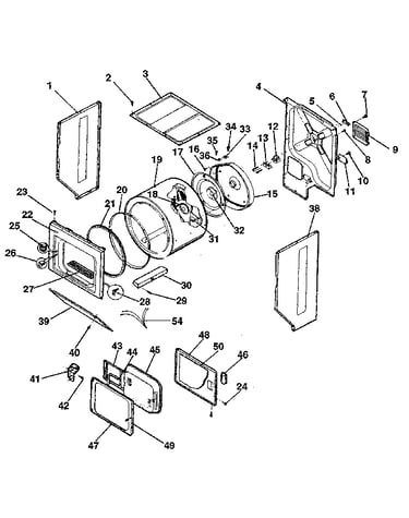 Dryer-cabinet, drum, heater