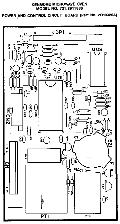 POWER AND CONTROL CIRCUIT BOARD (PART NO. 2Q10320A)