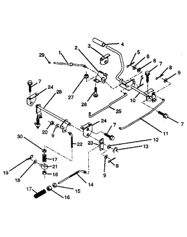 Parking brake/rear mower lift assembly