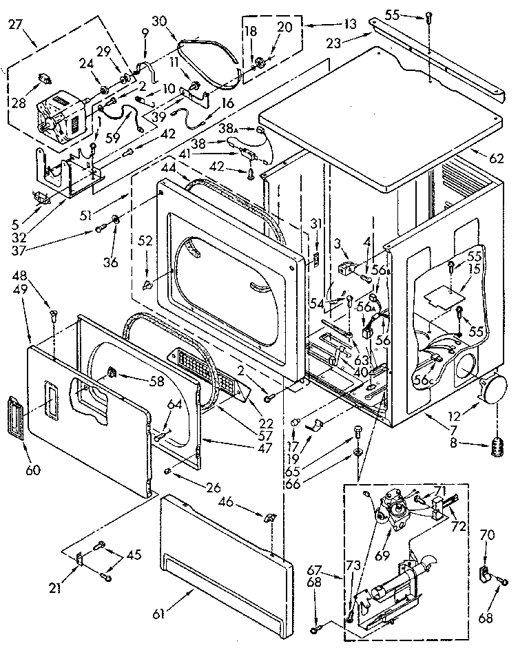 Upper cabinet and front panel