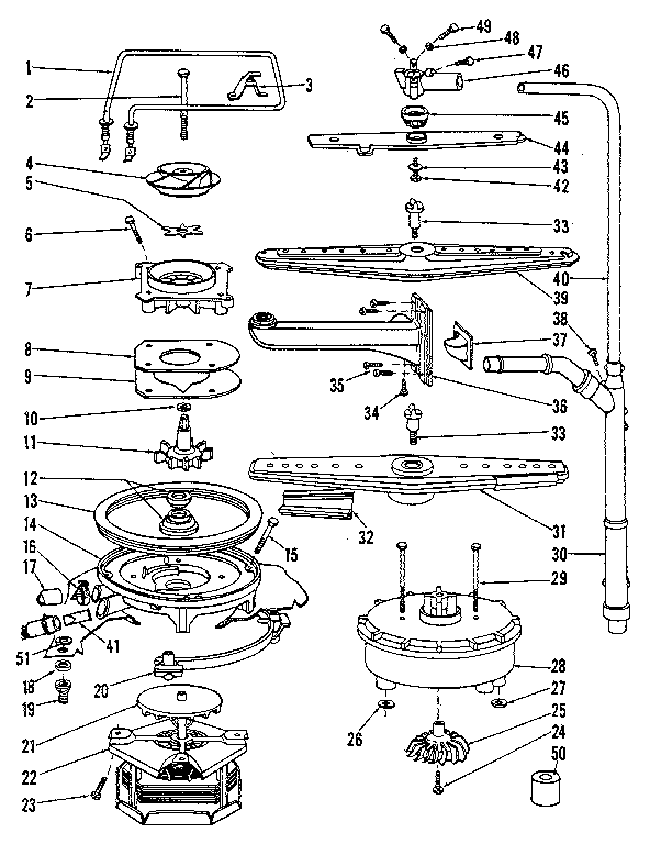 Motor, heater, and spray arm