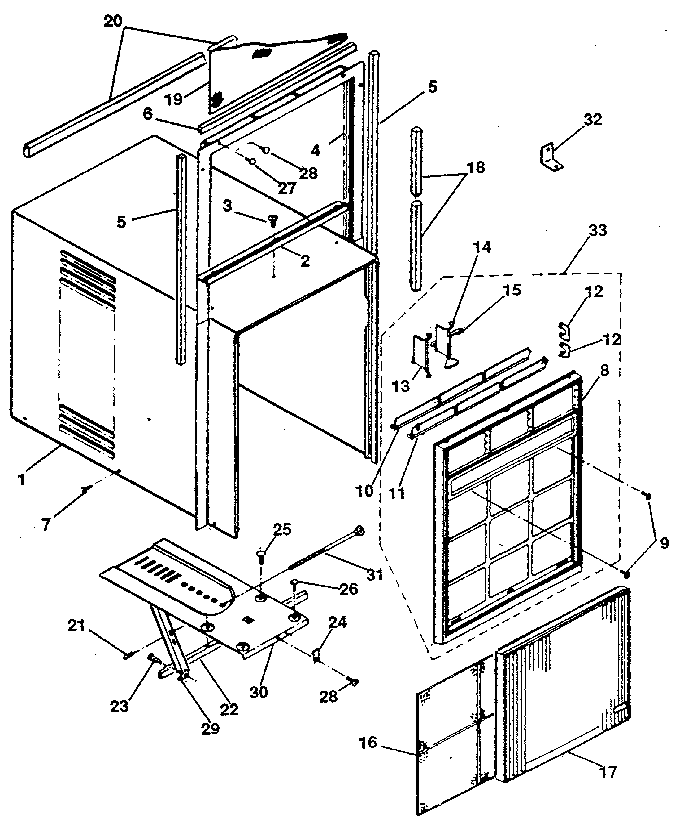 Cabinet and front panel