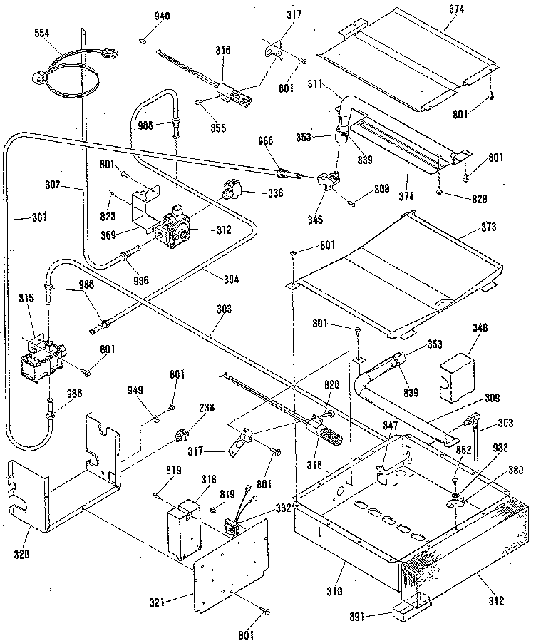 Broiler and oven burner section