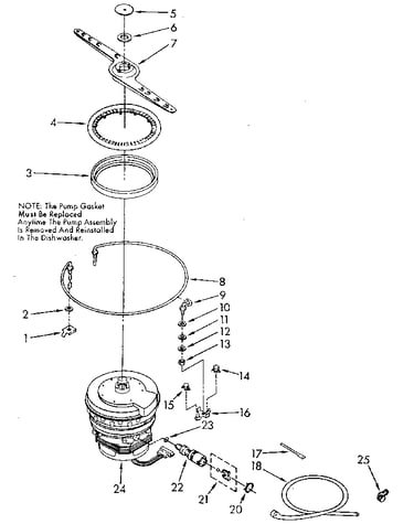 Heater, pump/lower sprayarm