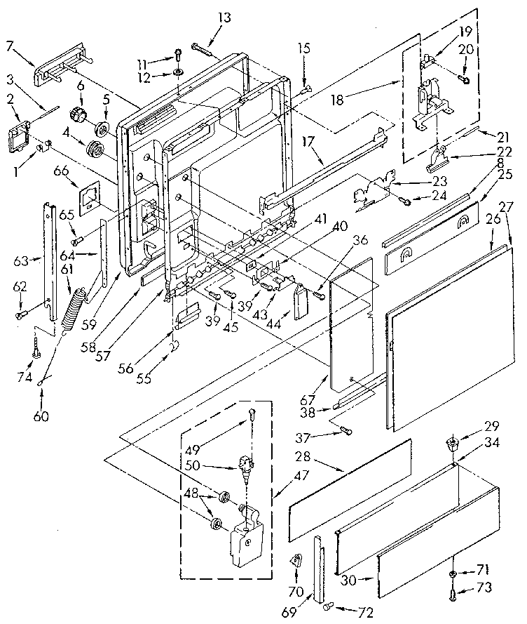 Door and toe panel