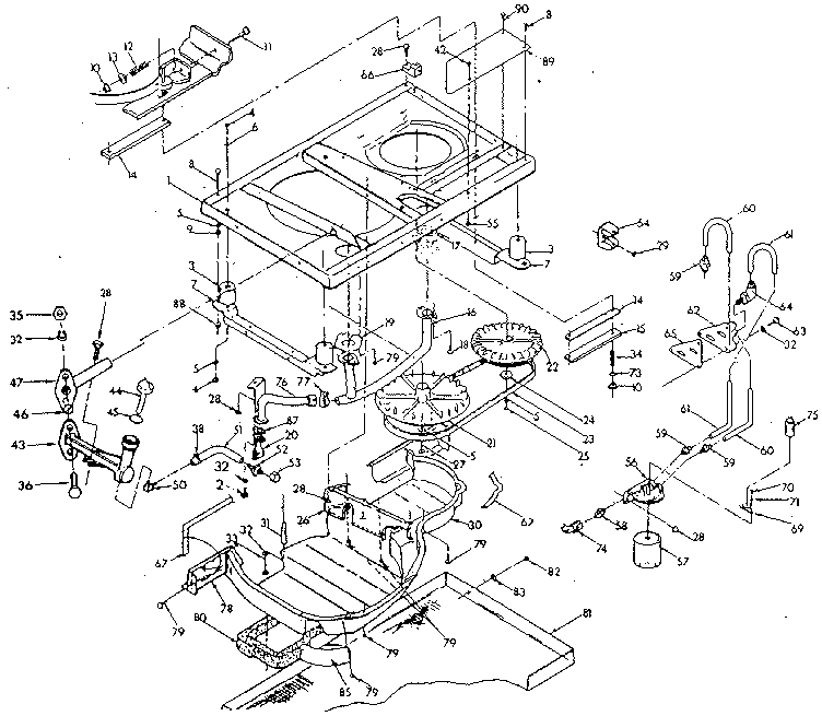 Base & pulleys (bottom exhaust)