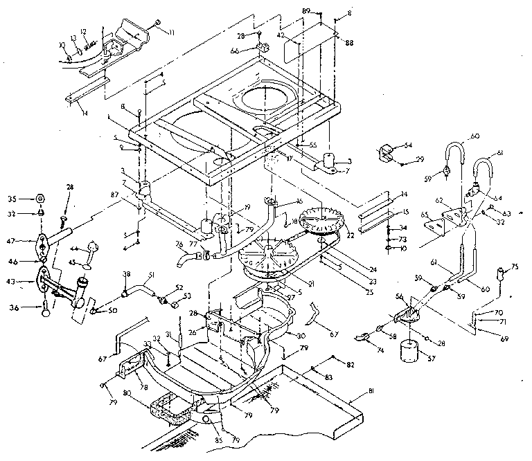 Base & pulleys (side exhaust)