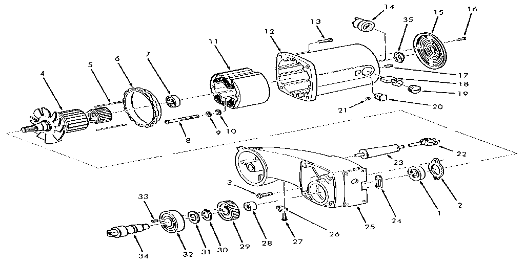 Motor and arm assembly