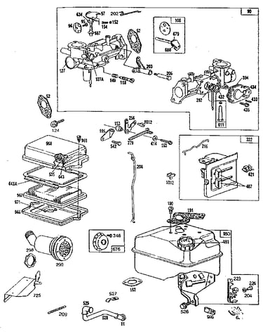 Air cleaner, carburetor, and fuel tank assembly