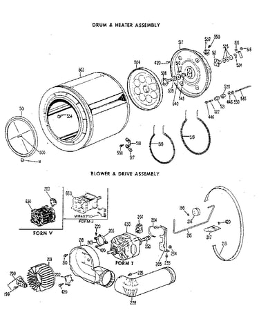 Drum/heater/blower and drive