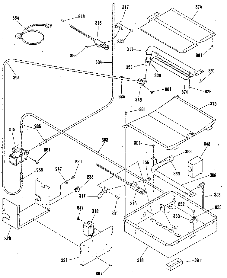 Broiler/oven burner section