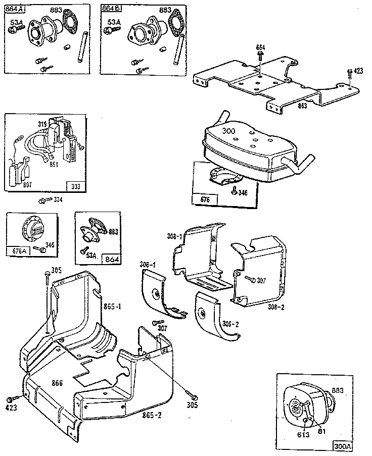 Muffer exhaust and top plate assembly