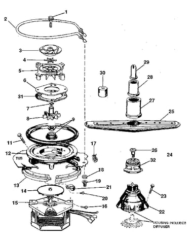 Motor, heater & spray arm details