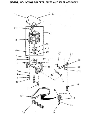 Motor and idler asem