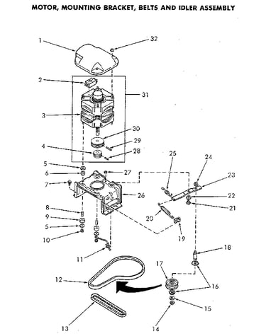 Motor, belts and idler asem