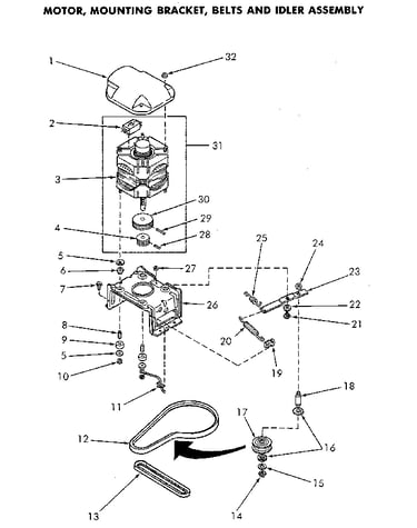 Motor and idler asem
