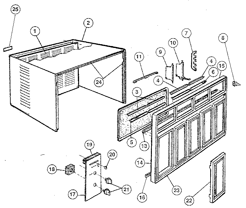 Cabinet and front panel