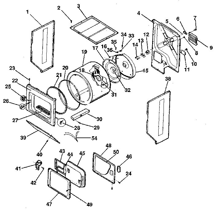Dryer-cabinet, drum, heater