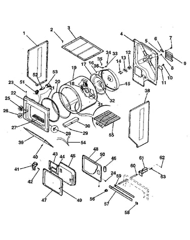 Dryer-cabinet, drum, heater
