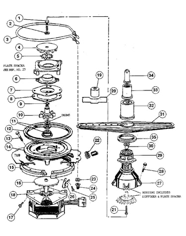 Motor, heater & spray arm