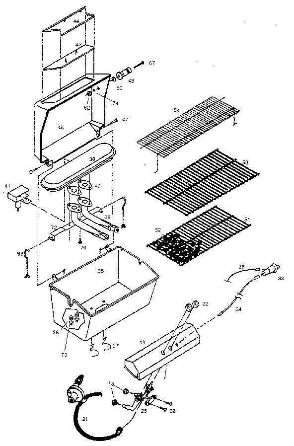 Grill and burner section