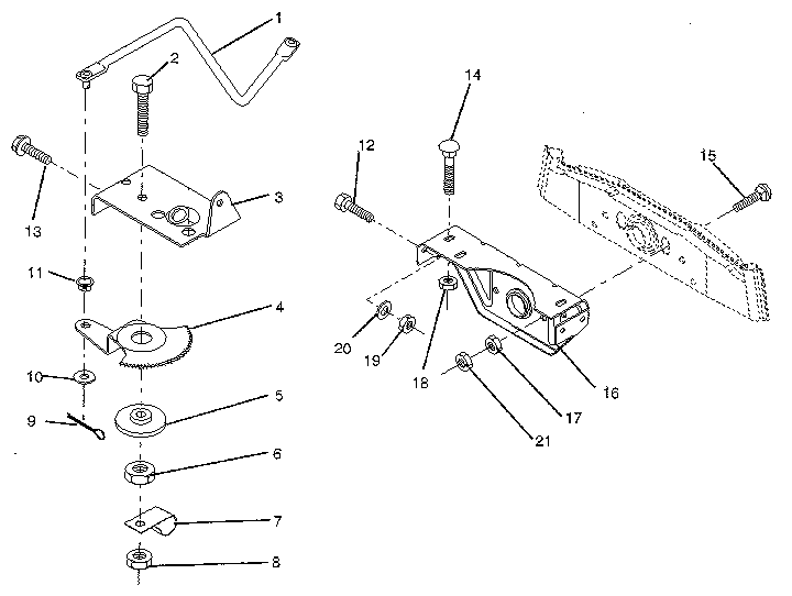 Sector gear/axle support