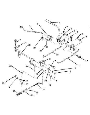 Parking brake/rear mower lift assembly